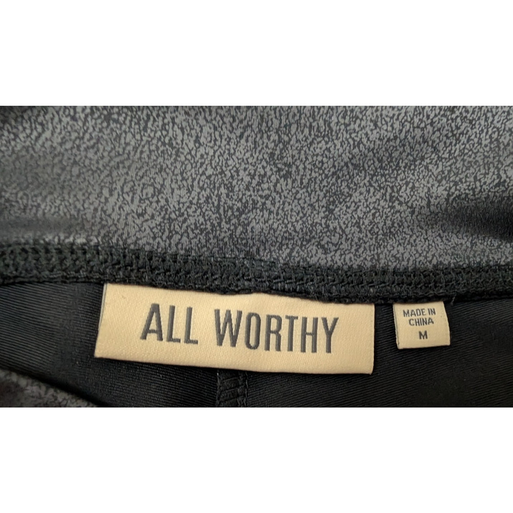 ALL WORTHY sz M Faux Leather Leggings pull on stretchy mid rise 1891 - Picture 7 of 8